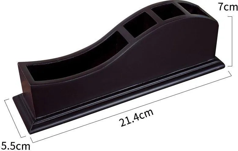 Elegantný drevený stojan na perá a vizitky, vlnka, tmavohnedý HX-1006