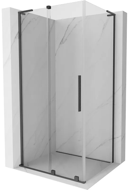 Mexen Velar L, sprchový kút s posuvnými dverami 120 x 80 cm, 8mm číre sklo, grafit brúsený, 871-120-080-03-66