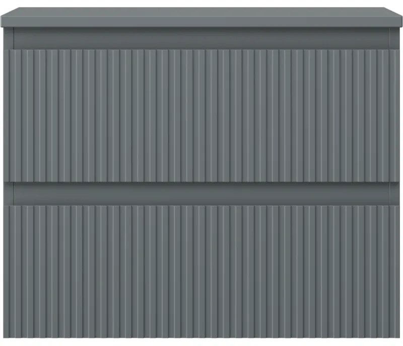 Mexen Rivel, kúpeľňová skrinka 60 cm s pracovnou doskou, 2 zásuvky, drážkovaná, grafitová matná, 91A20-06047-2-BFFC66