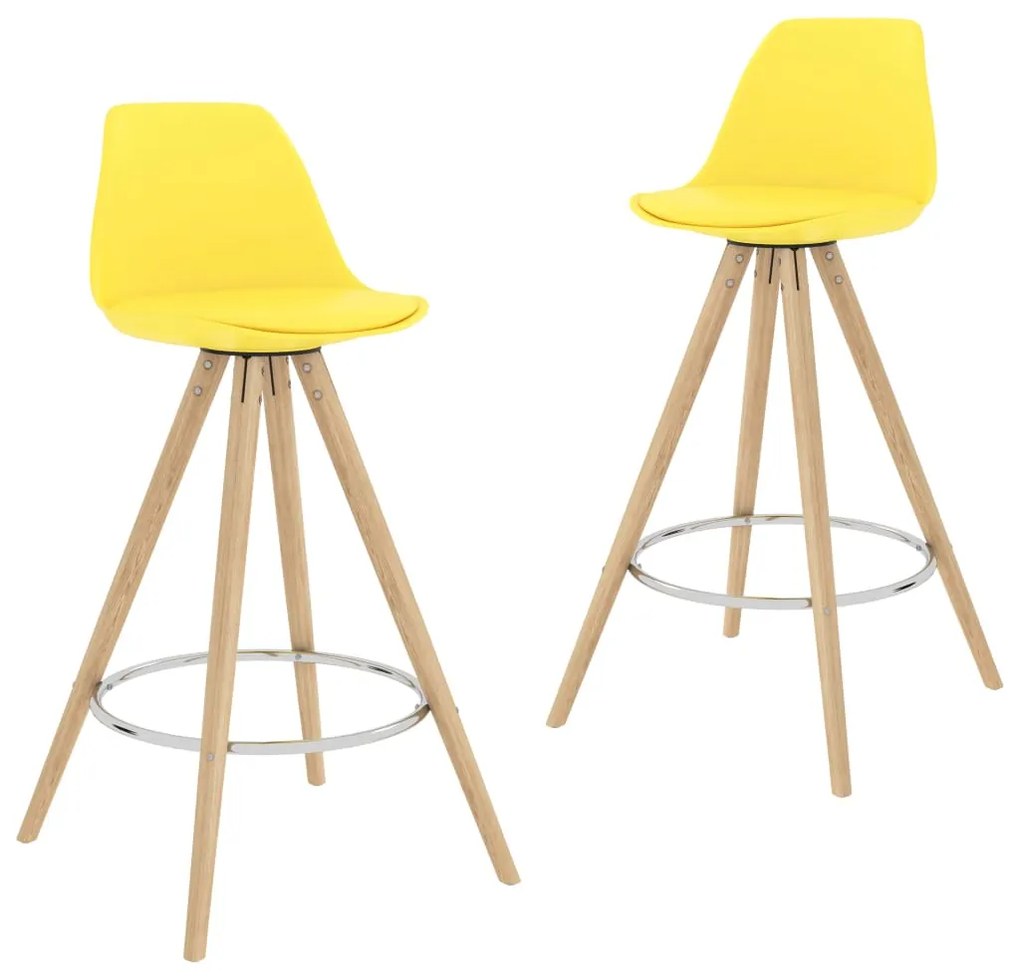 vidaXL Barové stoličky 2 ks žlté PP a masívne bukové drevo