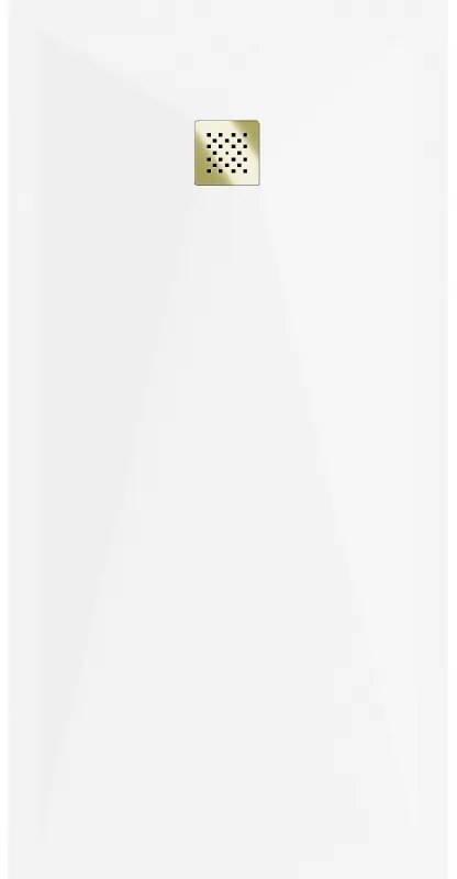 Mexen Stone+, obdĺžniková vanička z minerálneho kompozitu 200 x 100 cm, biela, zlatá lesklá krytka, 44101020-G