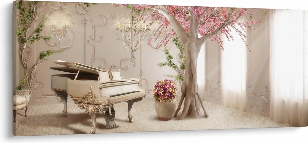 Obraz - Snový interiér s klavírom (120x50 cm)