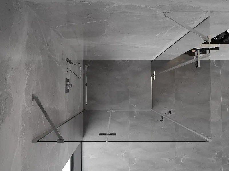 Mexen Mist-H Duo, 2-krídlový výklopný sprchový kút 120 x 110 cm, číre sklo, chrómový profil, 8A5-120L-110P-01-00