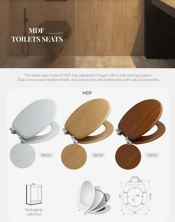 BISK Erga, toaletné WC sedátko z MDF s pomalým zatváraním, biela, ERG-08222