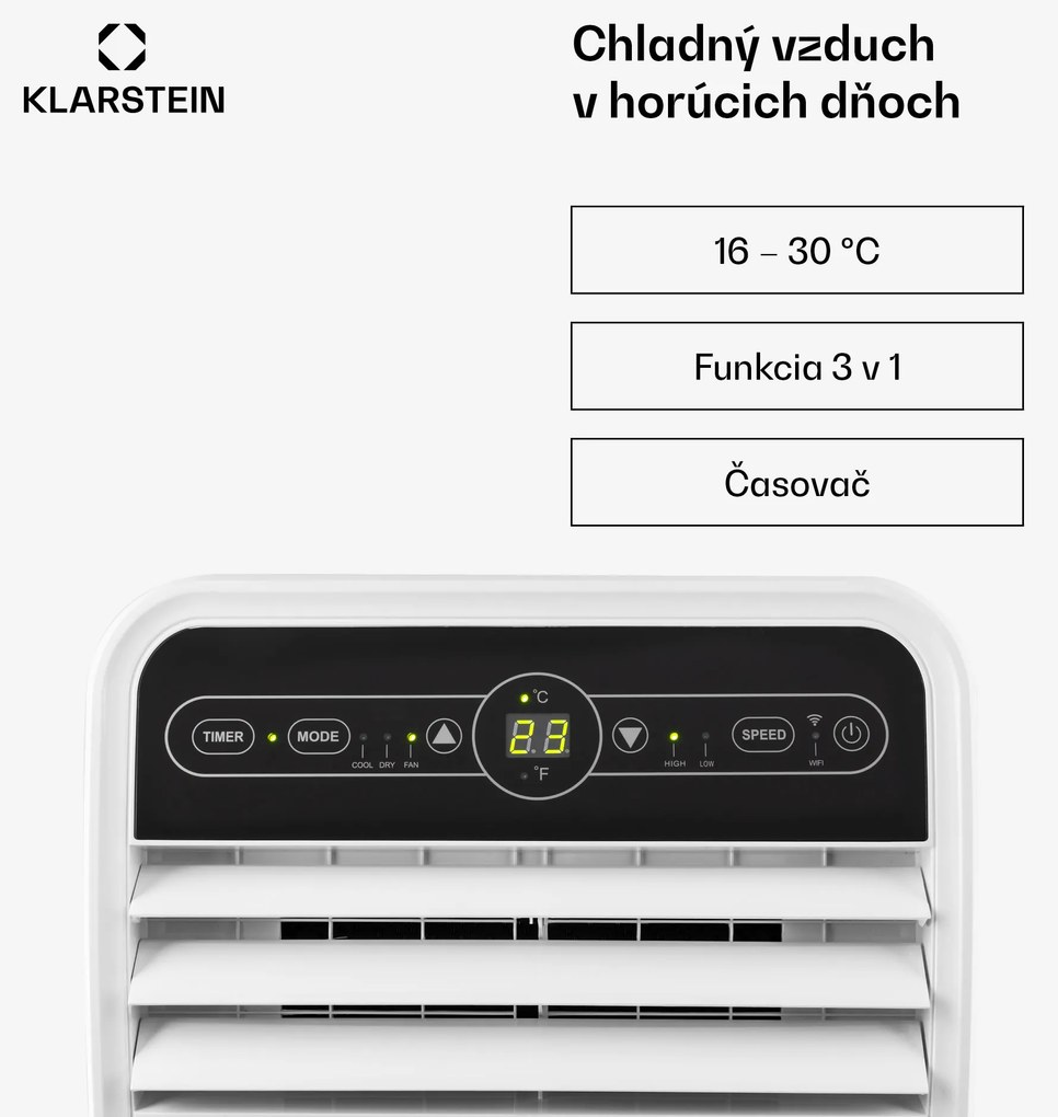 Klarstein Metrobreeze 9 New York City, mobilná klimatizácia, 9 000 BTU/2,6 kW, časovač, biela