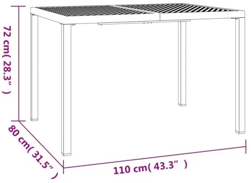 vidaXL Záhradný stôl antracitový 110x80x72 cm oceľ-