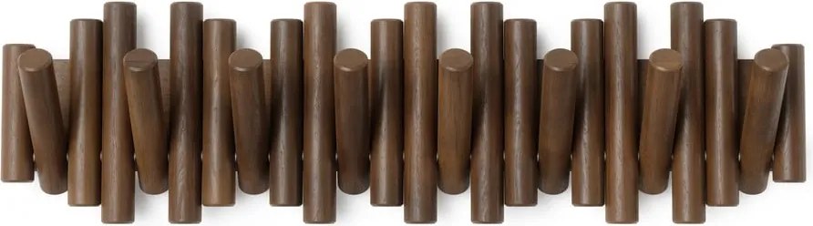 Tmavohnedý nástenný vešiak z borovicového dreva 61 cm Picket – Umbra