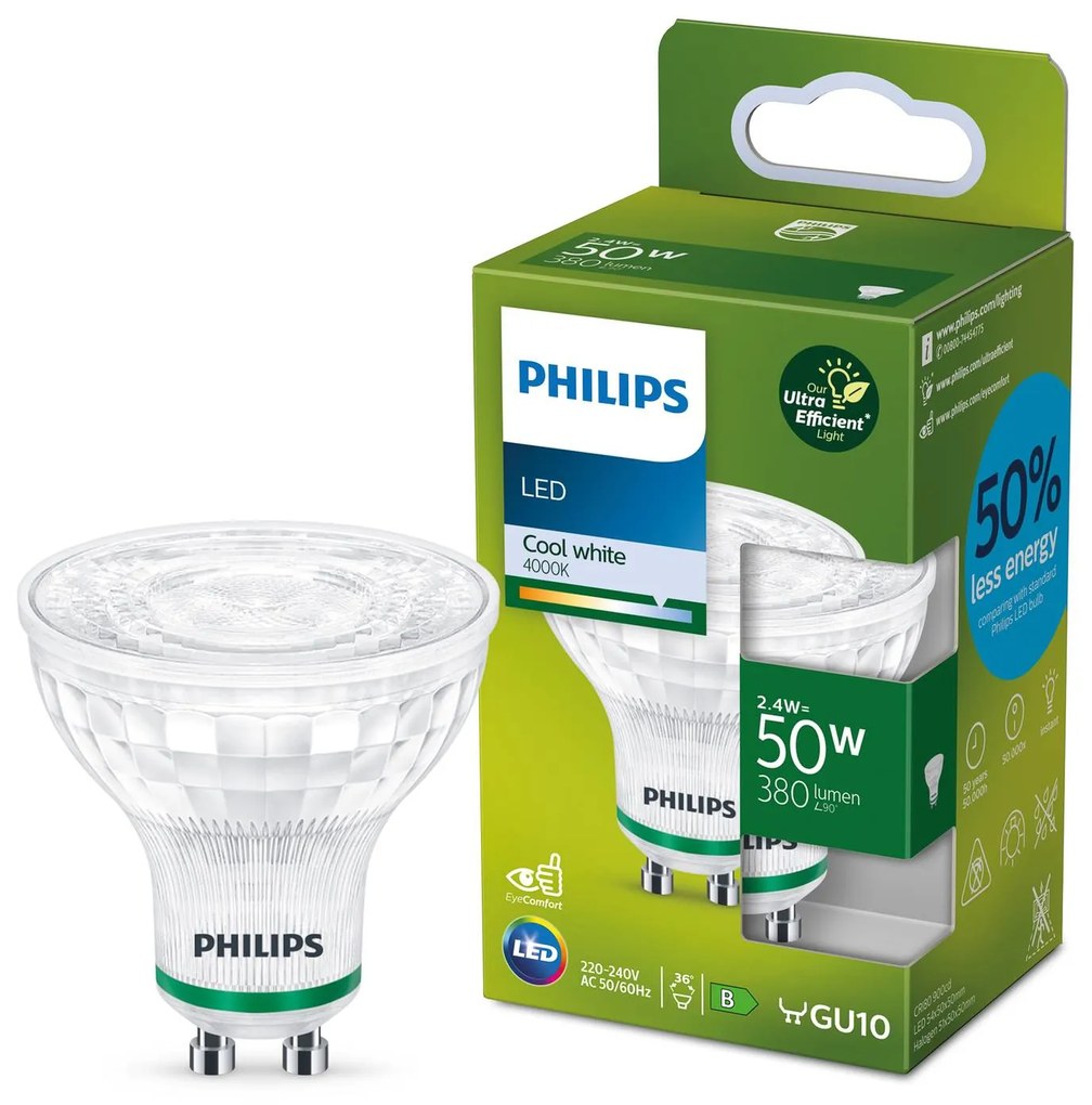 Philips LED reflektor GU10 2,4W 380lm 36° 4 000K