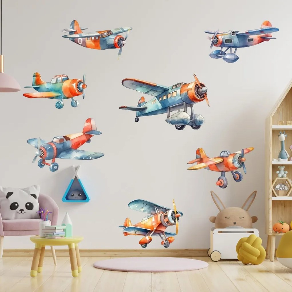 PIPPER. Textilná nálepka na stenu "Lietadlá"