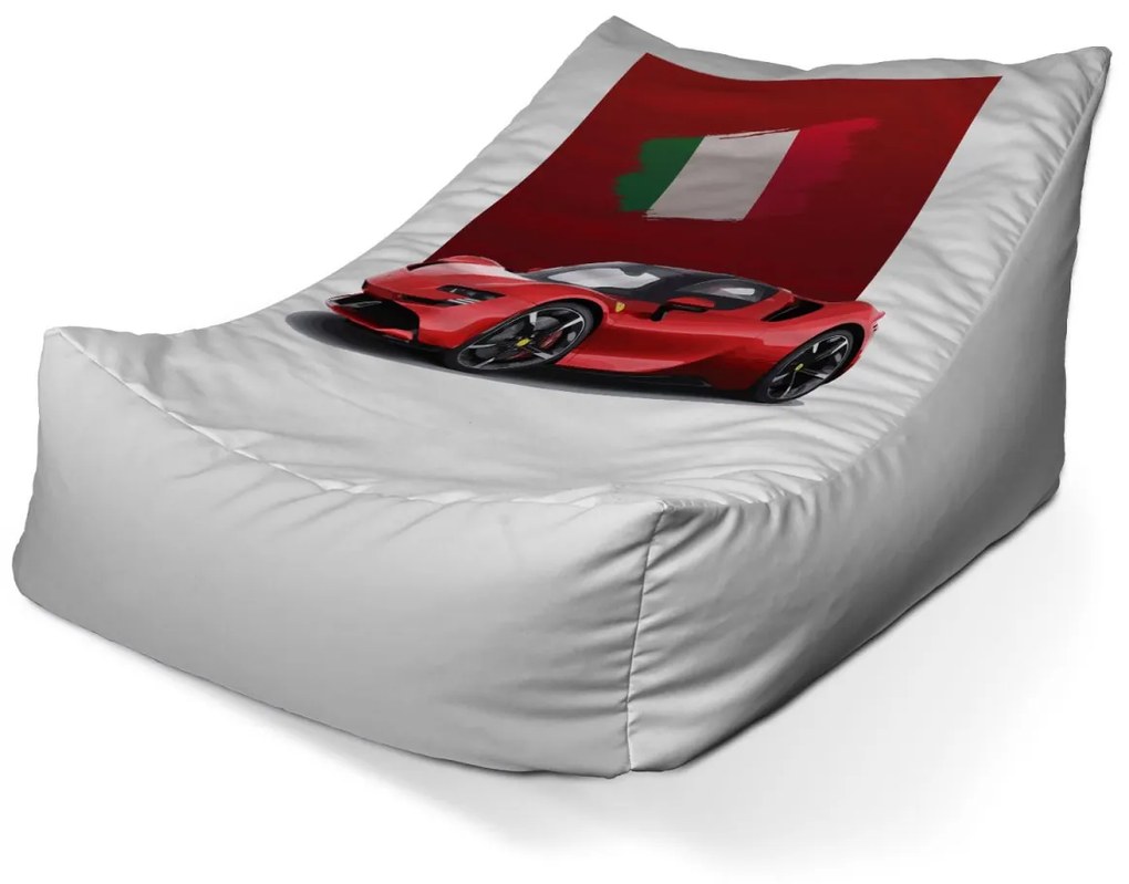 Sablio Sedací vak Lounge Ferrari Italská vlajka na červeném bloku - 80 x 95 x 50 cm