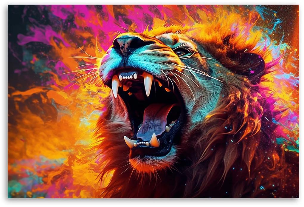 Gario Obraz na plátne Farebný zúrivý lev Rozmery: 60 x 40 cm