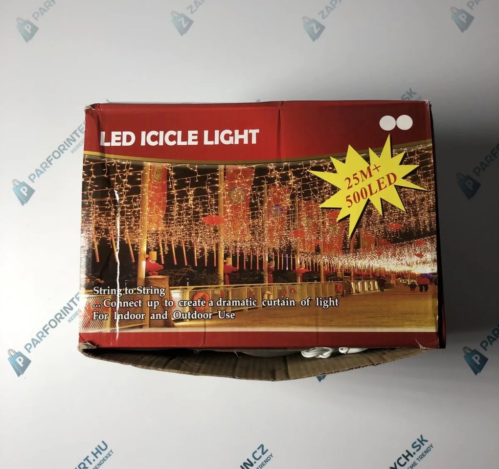 Vonkajší LED vianočný záves 25M+ 500LED - warm white