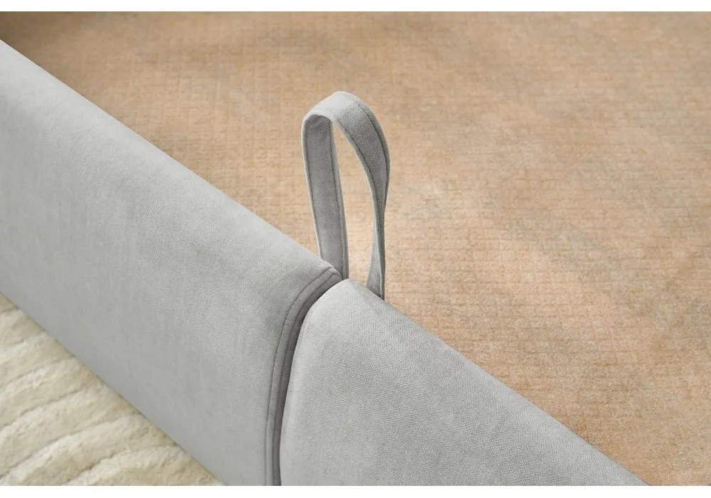 Svetlosivá čalúnená dvojlôžková posteľ s úložným priestorom s roštom 160x200 cm Clothilde – Bobochic Paris