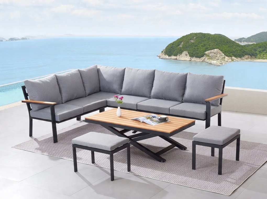 CH Rohová súprava hliníkového nábytku a teakového dreva