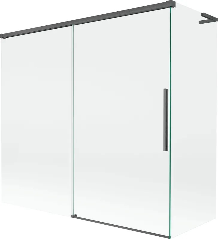 Mexen Rox, L posuvná 2-krídlová vaňová zástena 170 + 75 x 150 cm, 8mm číre sklo, brúsený grafit profil, 8C9L-170-075-66-00