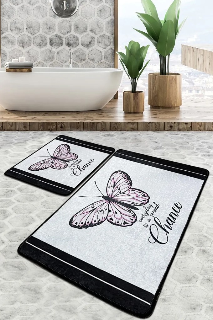 Sada 2 kusov kúpeľňových predložiek Chance čierna/biela