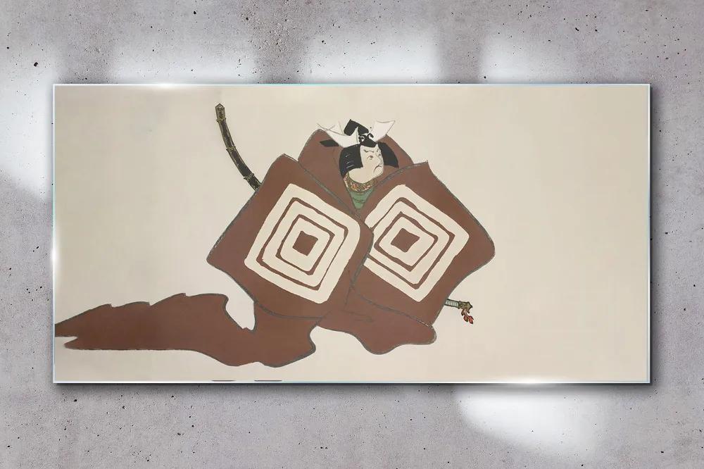 Sklenený obraz Abstrakcie človeka samurai