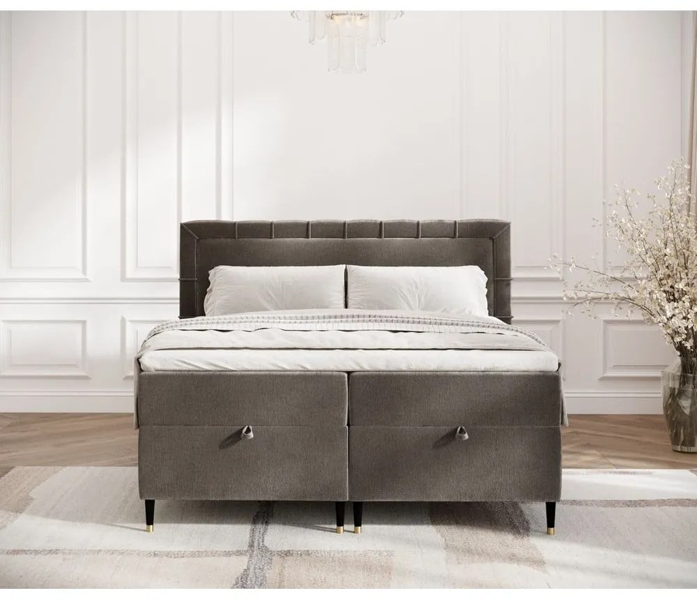 Tmavosivá boxspring posteľ s úložným priestorom 160x200 cm Voyage – Maison de Rêve