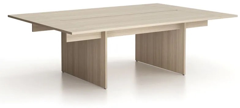 Stôl double SOLID + 2x zakončovací stôl, 2400 x 1650 x 743 mm, dub prírodný