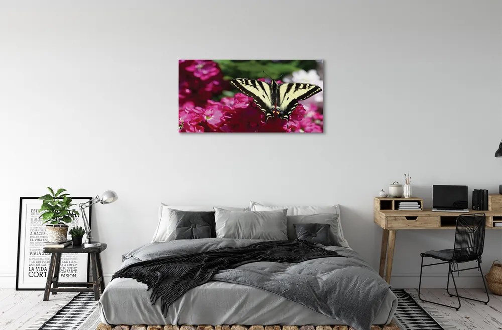 Obraz na plátne kvety motýľ 125x50 cm