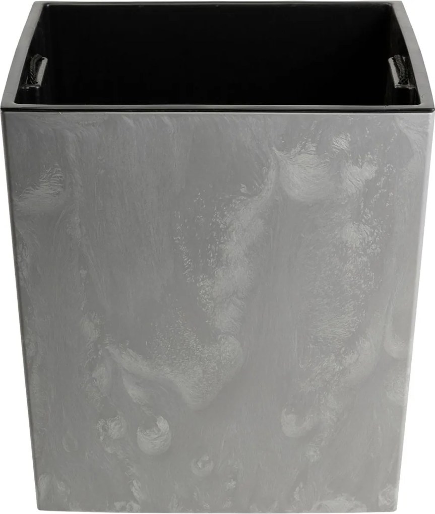 PLASTOVÝ KVETINÁČ FLORE 41X39,5X39,5 CM IMITÁCIA BETÓNU SIVÁ