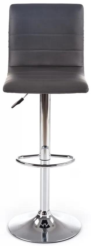 Barová stolička TYWIN – čierna ekokoža, chrómová podnož