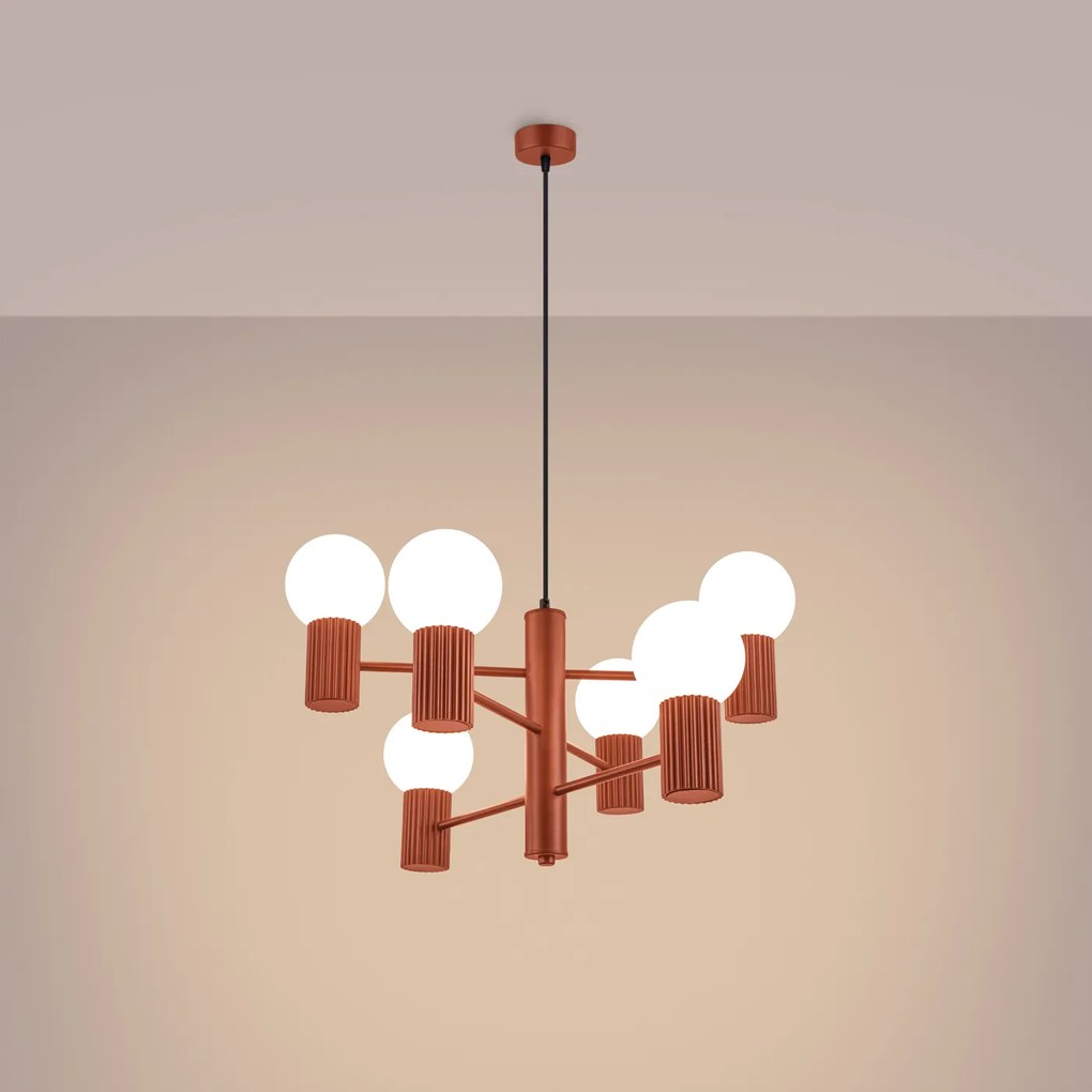 Luster Halo, 6x biele sklenené tienidlo, ro