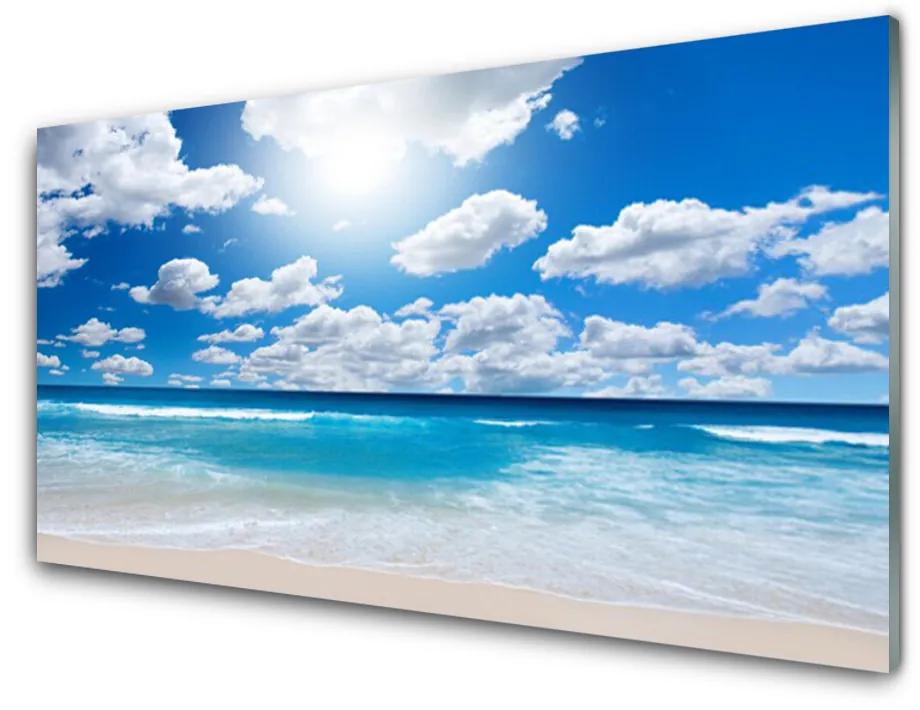 Obraz na skle More pláž mraky príroda 125x50 cm