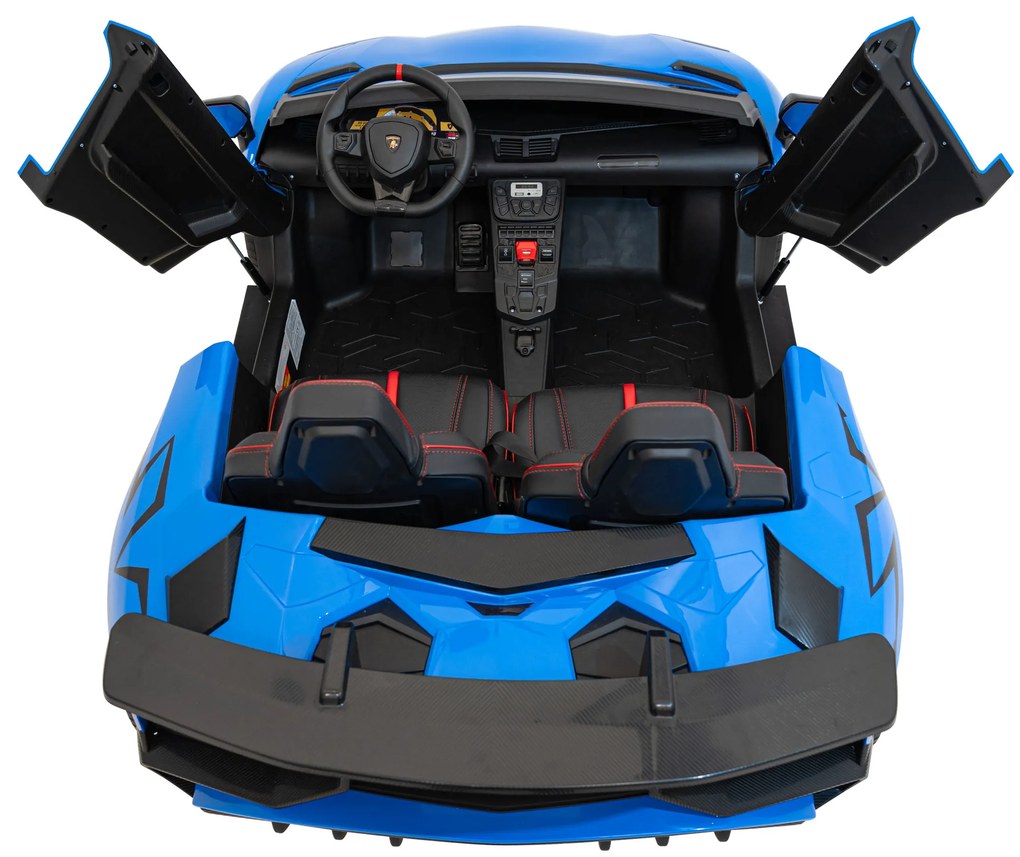 Autíčko Lamborghini Aventador SV na batérie pre 2 deti Modré + 2,4 GHz diaľkové ovládanie + EVA pena + audio LED