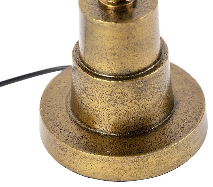 Art Deco stolná lampa bronzová s čiernym bavlneným tienidlom 35 cm - Pisos