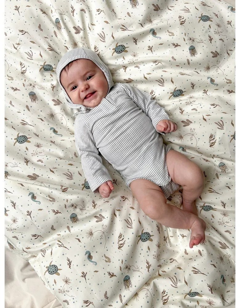 Svetložltá detská obliečka do postieľky z Bio bavlny 70x100 cm Sea Garden – Cam Cam Copenhagen