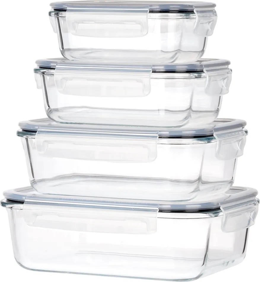VILDE Sada 4 sklenených tesniacich dóz, krabičky na jedlo SKLO - LOCK&LOCK