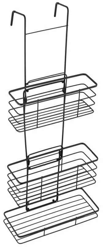 Erga Rafek, trojitá kúpeľňová polička do sprchy na zavesenie 30x12,5x71 cm, čierna matná, ERG-YKA-CH.RAFEK-BLK