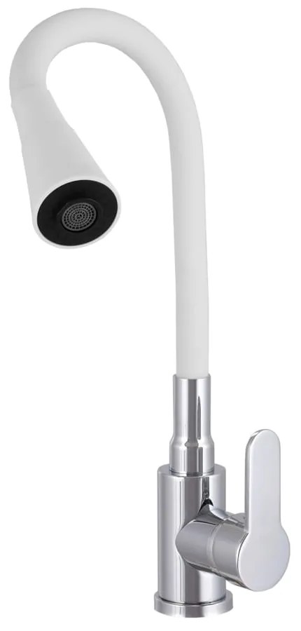 Gamma Flex 3000, stojanková drezová batéria s flexibilným ramenom, biela matná-chrómová, GMA-BFX-3000WH