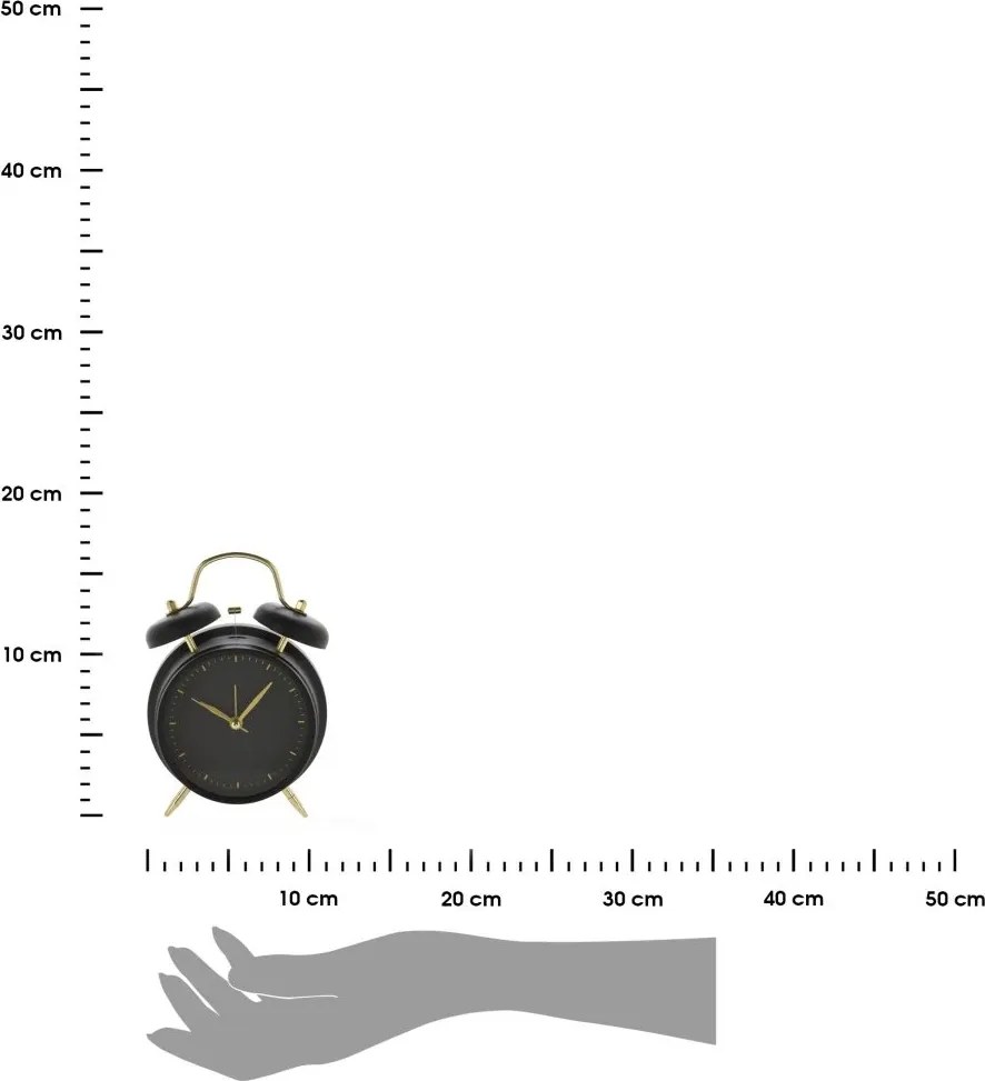 Stolový budík Aspiro 16 cm čierny/zlatý