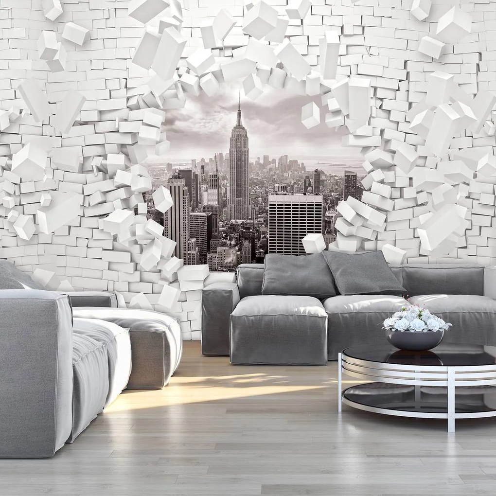 Fototapeta - New York a 3D Brickwall (152,5x104 cm)