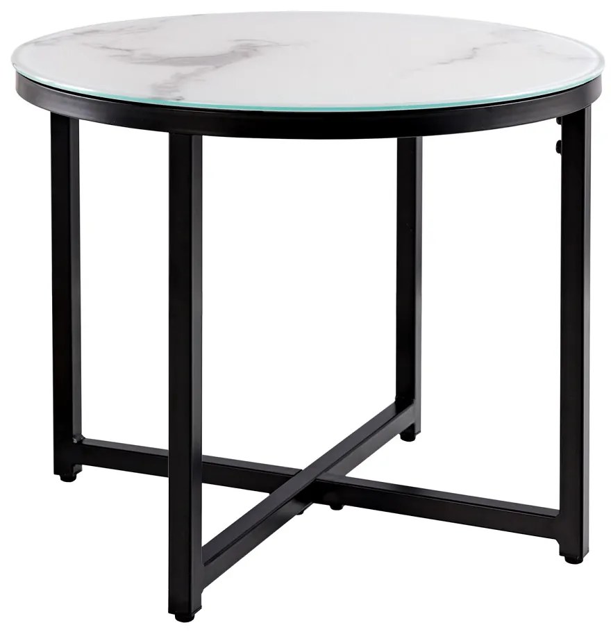 Dizajnový odkladací stolík Latrisha 50 cm biely - vzor mramor