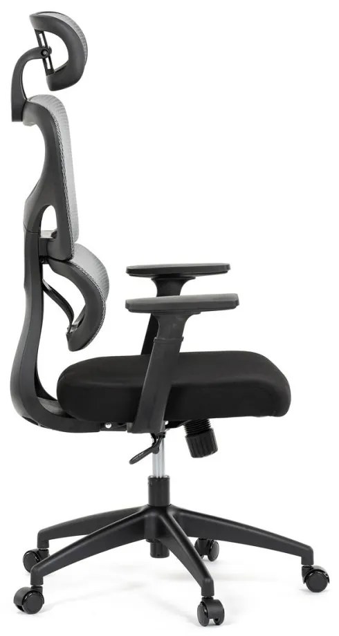 Kancelárska ergonomická stolička GRANT — sieť, látka, čierna / sivá