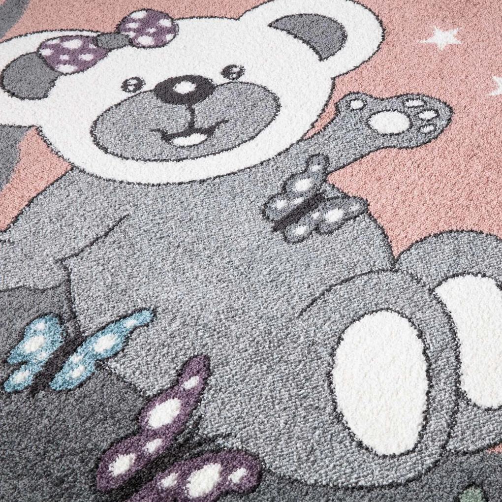 Dekorstudio Ružový kruhový detský koberec ANIME - medvedík 916 Priemer koberca: 160cm