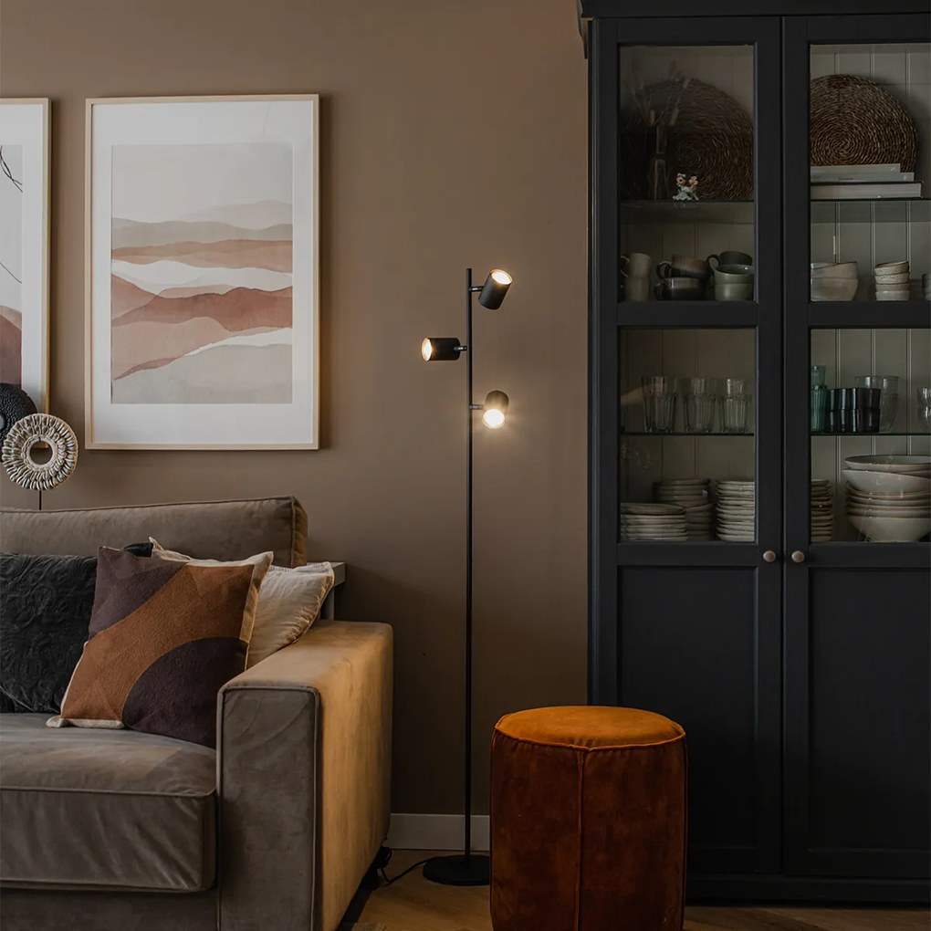 Inteligentná stojaca lampa čierna s 3 svetlami vrátane 3 Wifi GU10 50mm - Jeana