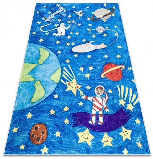 Detský kusový koberec Bambino 2265 Rocket Space blue, 80x150, modrá, detská izba, Dywany Łuszczów