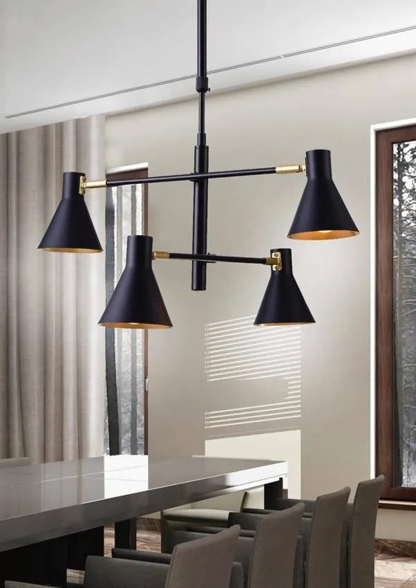 Candellux Čierno-zlatý závesný luster Less pre žiarovku 4x E14 34-72689