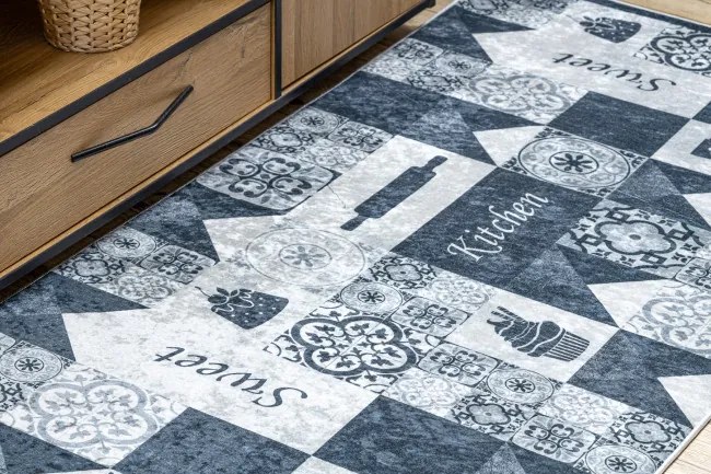 Protišmykový koberec / behúň ANDRE 44211 sivý / strieborný