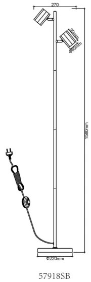 Globo 57918SB - Stojacia lampa JAMES 2xGU10/5W/230V čierna