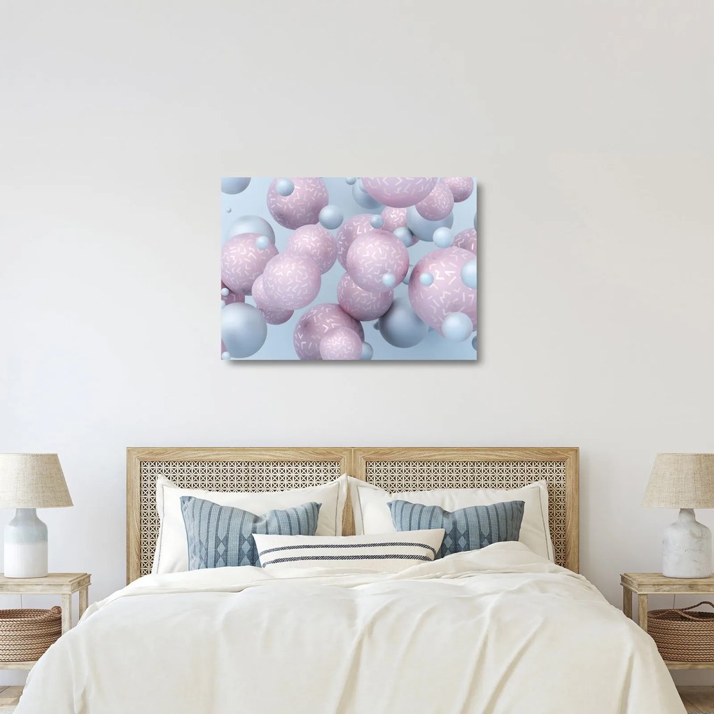 Abstraktný sklenený obraz - Pastelové guľa (70x50 cm)