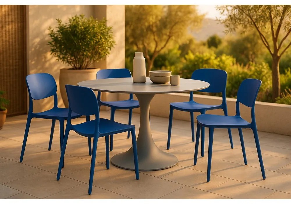 Modrá plastová záhradná stolička Hébé – Bonami Essentials