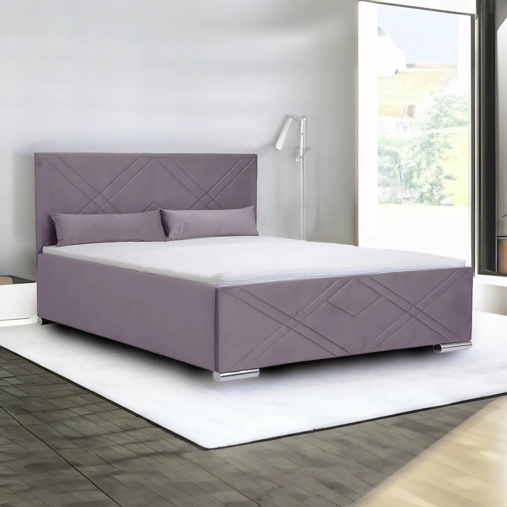 Čalúnená posteľ s kontajnerom a matracom CRIS Orechový 140 x 200 cm