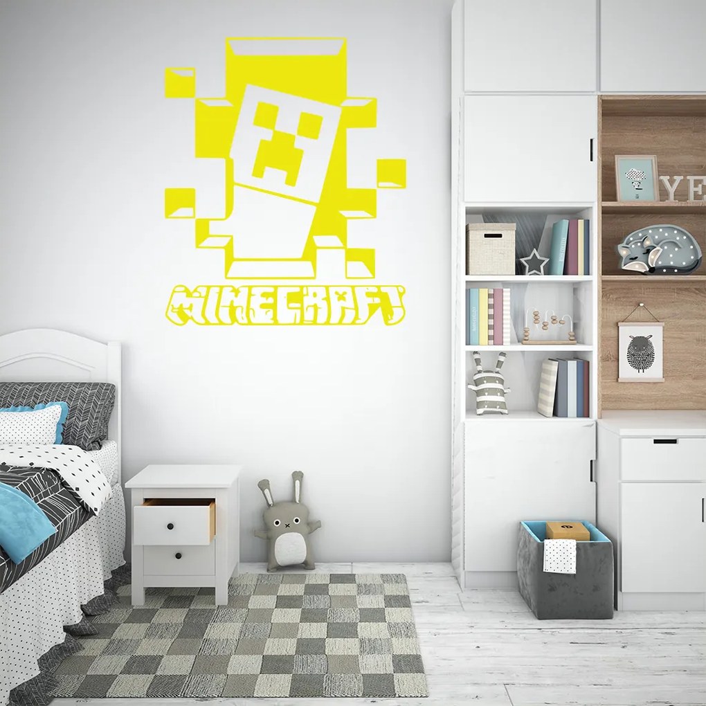 Veselá Stena Samolepka Minecraft hra Farba: fialová, Veľkosť: 80 x 95 cm