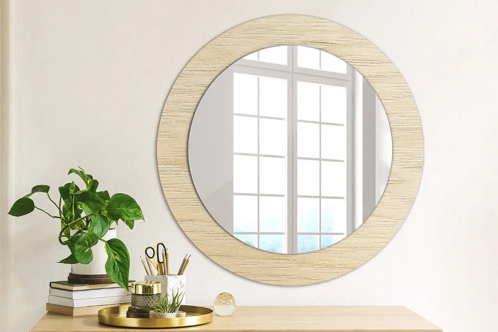 Okrúhle ozdobné zrkadlo na stenu Ľahké drevo fi 60 cm