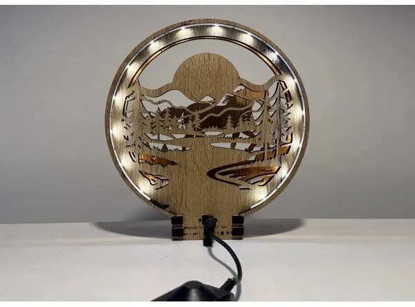 Li-Go 23598/DUB2 - LED stmievateľná stolná dekorácia LED/12W/230V 20x22 cm dub